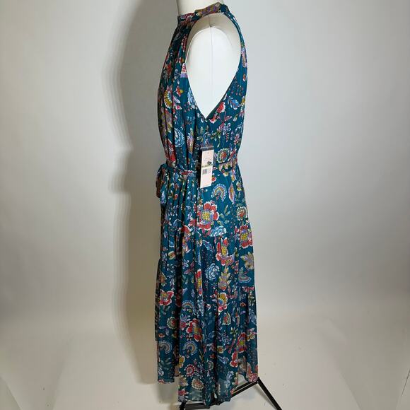 NWT Nanette Lepore Deep Lake Floral Yin Shadow Halter Maxi Dress Womens Size 14 - Picture 6 of 12